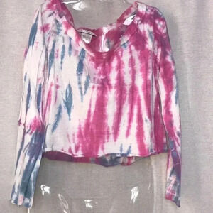 So Nikki Size XL Girls Tie Dye Crop Top With Unfinished Hem. Made in USA. New